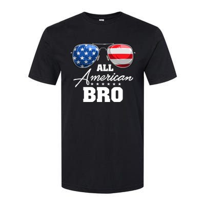 All American Bro Brother Usa Flag Sunglasses 4th Of July Gift Softstyle CVC T-Shirt