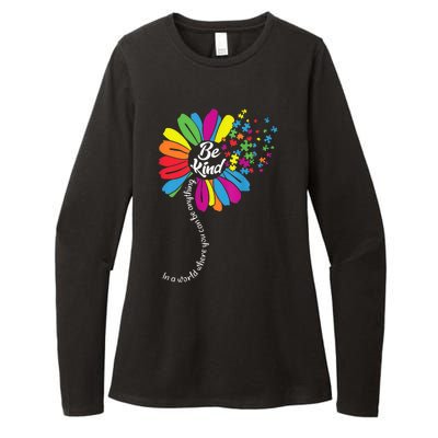 Autism Awareness Be Kind Cool Colorful Flower Womens CVC Long Sleeve Shirt