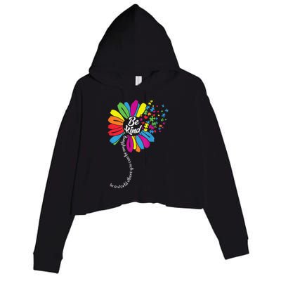 Autism Awareness Be Kind Cool Colorful Flower Crop Fleece Hoodie