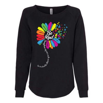 Autism Awareness Be Kind Cool Colorful Flower Womens California Wash Sweatshirt