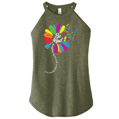 Autism Awareness Be Kind Cool Colorful Flower Women's Perfect Tri Rocker Tank