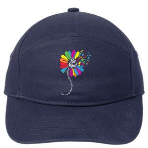 Autism Awareness Be Kind Cool Colorful Flower 7-Panel Snapback Hat