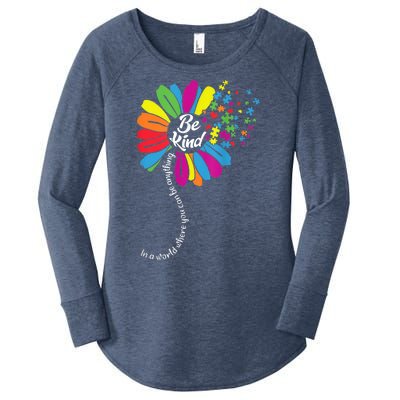 Autism Awareness Be Kind Cool Colorful Flower Women's Perfect Tri Tunic Long Sleeve Shirt