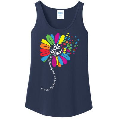 Autism Awareness Be Kind Cool Colorful Flower Ladies Essential Tank