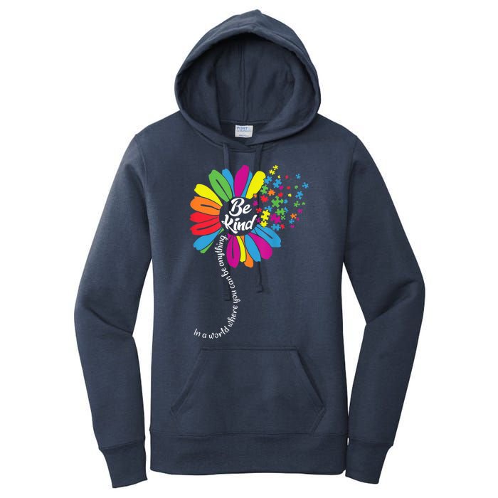 Autism Awareness Be Kind Cool Colorful Flower Women's Pullover Hoodie