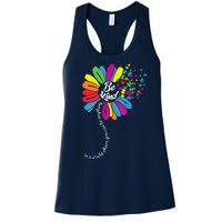 Autism Awareness Be Kind Cool Colorful Flower Women's Racerback Tank