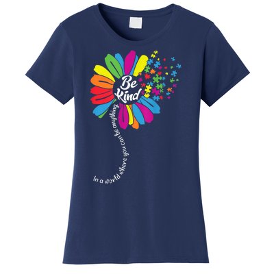 Autism Awareness Be Kind Cool Colorful Flower Women's T-Shirt