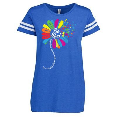 Autism Awareness Be Kind Cool Colorful Flower Enza Ladies Jersey Football T-Shirt