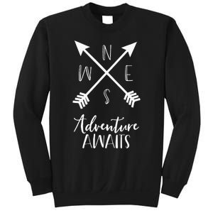 Adventure Awaits Boho Hiking Travel Arrows Compass Sweatshirt