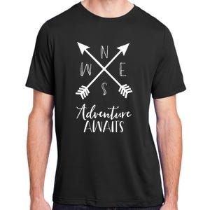 Adventure Awaits Boho Hiking Travel Arrows Compass Adult ChromaSoft Performance T-Shirt