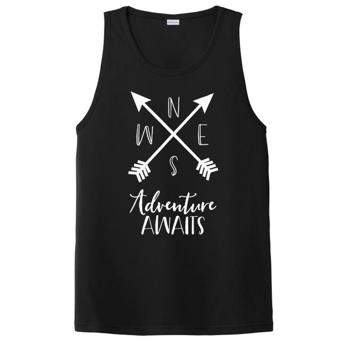 Adventure Awaits Boho Hiking Travel Arrows Compass PosiCharge Competitor Tank