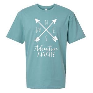 Adventure Awaits Boho Hiking Travel Arrows Compass Sueded Cloud Jersey T-Shirt