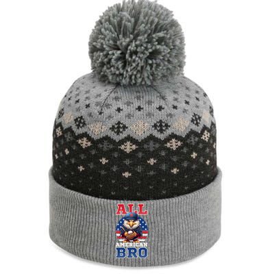 All American Bro Eagle Design 4th Of July Baseball Funny Gift The Baniff Cuffed Pom Beanie