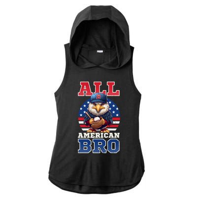 All American Bro Eagle Design 4th Of July Baseball Funny Gift Ladies PosiCharge Tri-Blend Wicking Draft Hoodie Tank