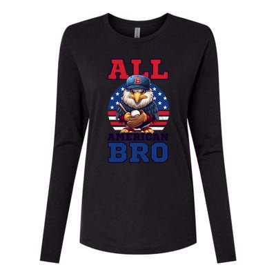 All American Bro Eagle Design 4th Of July Baseball Funny Gift Womens Cotton Relaxed Long Sleeve T-Shirt