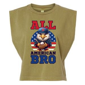 All American Bro Eagle Design 4th Of July Baseball Funny Gift Garment-Dyed Women's Muscle Tee