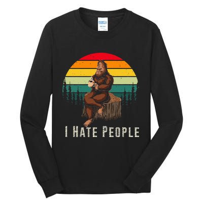 Alien and Bigfoot - I Hate People - Funny Sasquatch Tall Long Sleeve T-Shirt