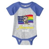 All American Bro 4th Of July Patriotic Lgbt Flag Gift Infant Baby Jersey Bodysuit