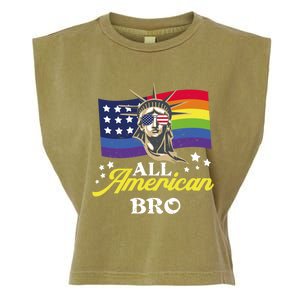 All American Bro 4th Of July Patriotic Lgbt Flag Gift Garment-Dyed Women's Muscle Tee