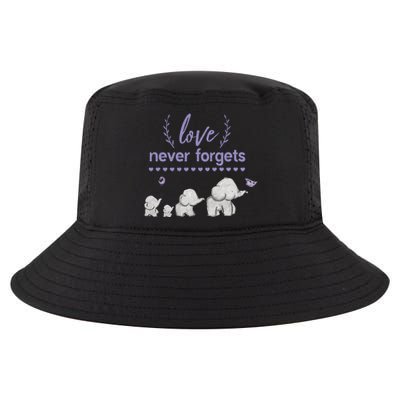 Alzheimers And Brain Awareness Love Never Forgets Purple Cool Comfort Performance Bucket Hat