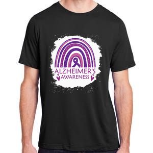 Alzheimers Awareness Bleached Rainbow Purple Ribbon Adult ChromaSoft Performance T-Shirt