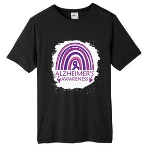 Alzheimers Awareness Bleached Rainbow Purple Ribbon Tall Fusion ChromaSoft Performance T-Shirt