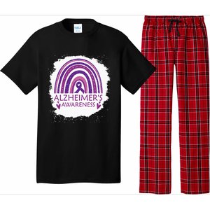 Alzheimers Awareness Bleached Rainbow Purple Ribbon Pajama Set