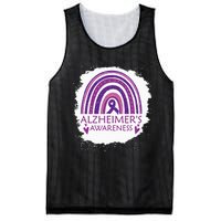 Alzheimers Awareness Bleached Rainbow Purple Ribbon Mesh Reversible Basketball Jersey Tank