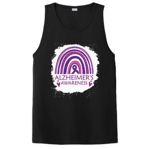 Alzheimers Awareness Bleached Rainbow Purple Ribbon PosiCharge Competitor Tank