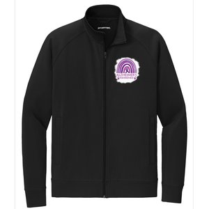 Alzheimers Awareness Bleached Rainbow Purple Ribbon Stretch Full-Zip Cadet Jacket