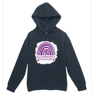 Alzheimers Awareness Bleached Rainbow Purple Ribbon Urban Pullover Hoodie