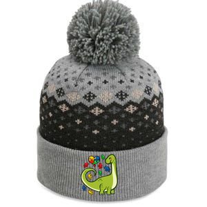 Autism Awareness Brontosaurus Dinosaur Puzzle Heart Autism Gift The Baniff Cuffed Pom Beanie