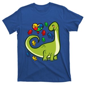 Autism Awareness Brontosaurus Dinosaur Puzzle Heart Autism Gift T-Shirt