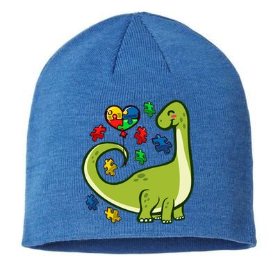 Autism Awareness Brontosaurus Dinosaur Puzzle Heart Autism Gift Sustainable Beanie