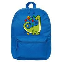 Autism Awareness Brontosaurus Dinosaur Puzzle Heart Autism Gift 16 in Basic Backpack