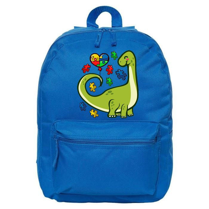 Autism Awareness Brontosaurus Dinosaur Puzzle Heart Autism Gift 16 in Basic Backpack