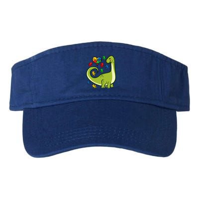 Autism Awareness Brontosaurus Dinosaur Puzzle Heart Autism Gift Valucap Bio-Washed Visor