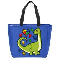 Autism Awareness Brontosaurus Dinosaur Puzzle Heart Autism Gift Zip Tote Bag