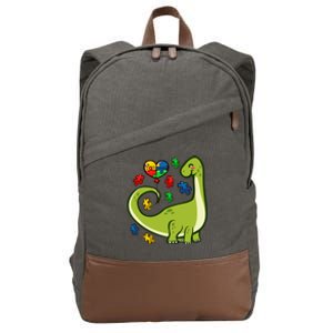 Autism Awareness Brontosaurus Dinosaur Puzzle Heart Autism Gift Cotton Canvas Backpack