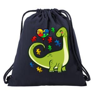 Autism Awareness Brontosaurus Dinosaur Puzzle Heart Autism Gift Drawstring Bag