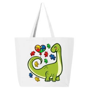 Autism Awareness Brontosaurus Dinosaur Puzzle Heart Autism Gift 25L Jumbo Tote