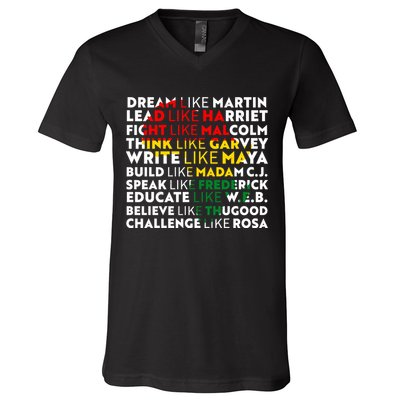 African American Black History Historical Figures V-Neck T-Shirt
