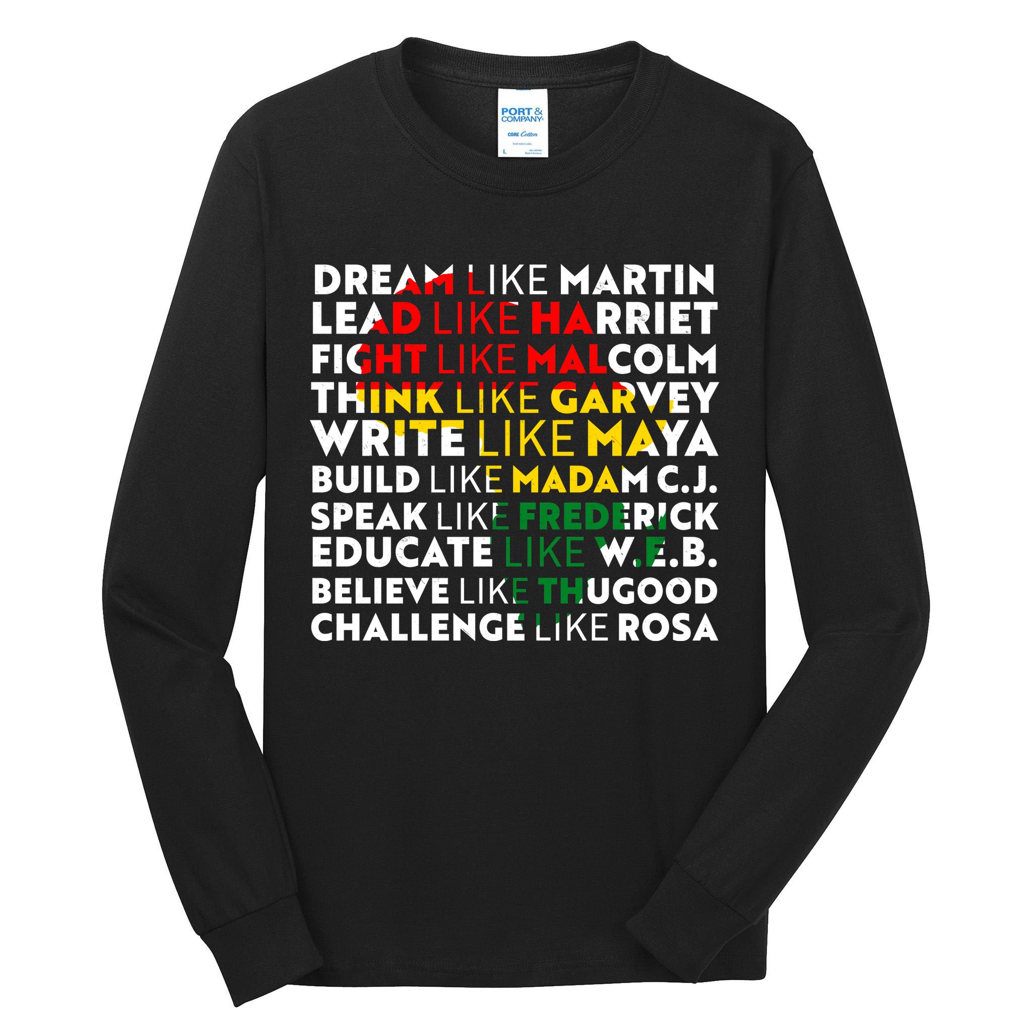 African American Black History Historical Figures Tall Long Sleeve T-Shirt