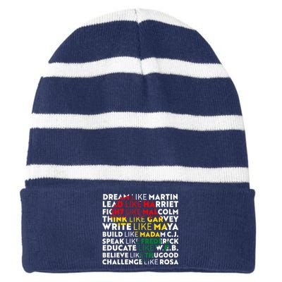 African American Black History Historical Figures Striped Beanie with Solid Band