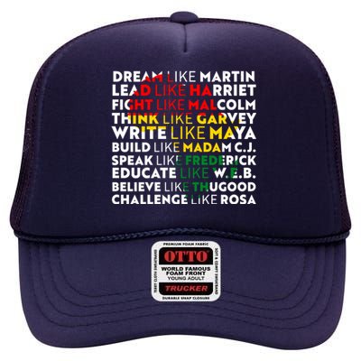 African American Black History Historical Figures High Crown Mesh Back Trucker Hat