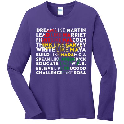 African American Black History Historical Figures Ladies Long Sleeve Shirt