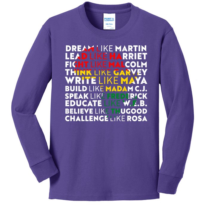 African American Black History Historical Figures Kids Long Sleeve Shirt