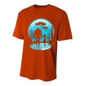 Alien And Bigfoot Moon  Performance Sprint T-Shirt