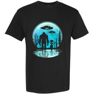 Alien And Bigfoot Moon  Garment-Dyed Heavyweight T-Shirt