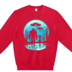 Alien And Bigfoot Moon  Premium Crewneck Sweatshirt